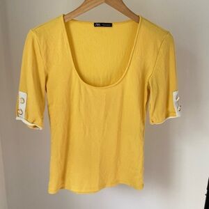 Zara Yellow top with button detail
